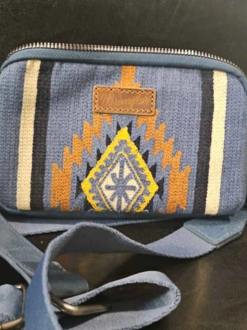 Wrangler Blue and Yellow Woven Wristlet